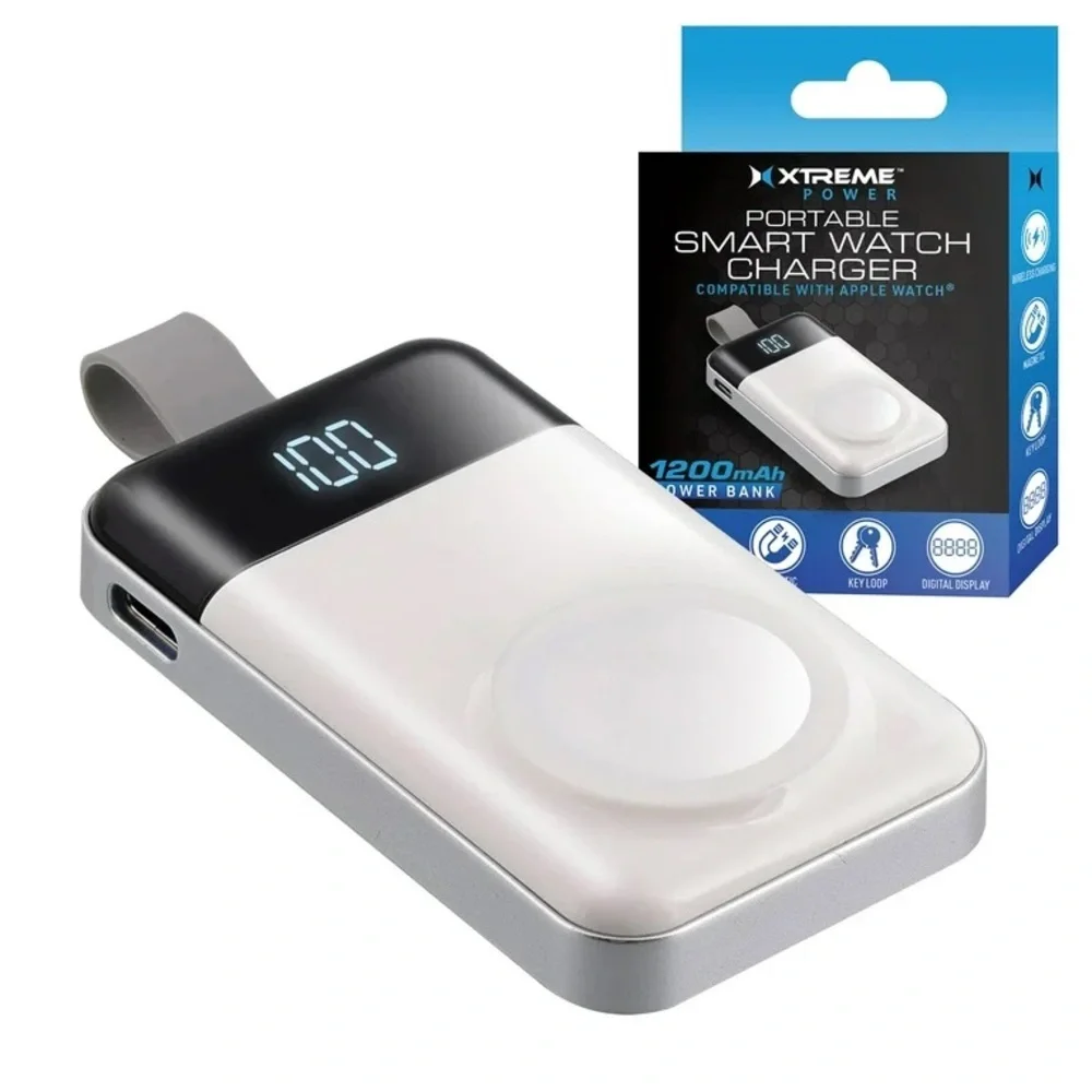 Xtreme Portable 1200mAh Wireless Apple Watch Charger Keychain Power Bank NWT